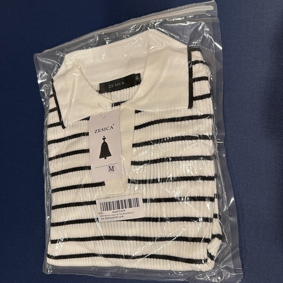 Zesica Striped Black‎ and White Women's Top Size M - Picture 2 of 4